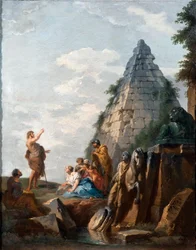 Capriccio Pyhän Johannes Kastajan saarnalla, Cestiuksen pyramidi ja muita klassisia monumentteja, 1745